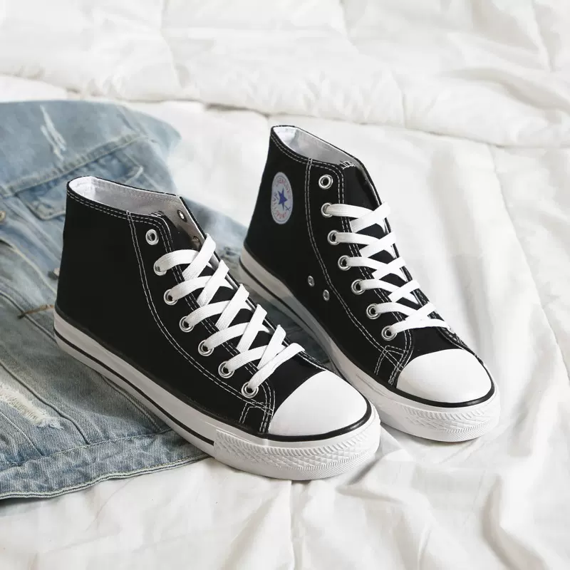 工厂批发经典高帮帆布鞋男女款情侣学生韩版百搭休闲鞋单鞋小白鞋