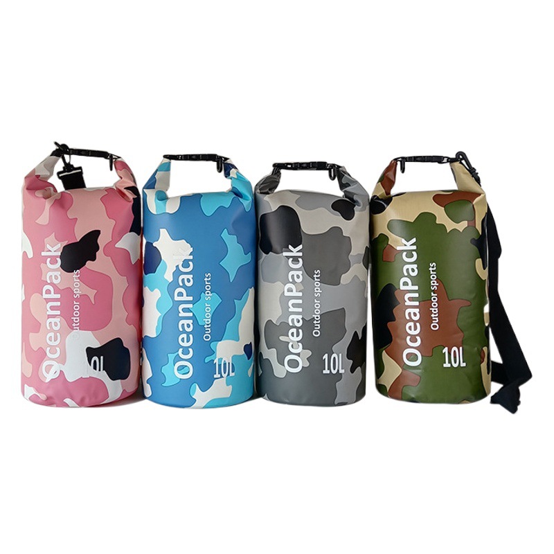 Cross-border children's swimming bag leisure camping waterproof bag drifting beach bag dry bag camouflage PVC waterproof bucket bag