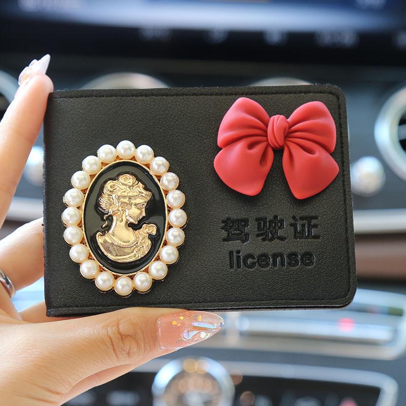 Licencia de conducir de automóvil de alta calidad, funda para tarjeta, funda de cuero, licencia de conducir femenina, personalidad creativa, funda protectora para licencia de conducir, bolsa de seis posiciones para tarjetas