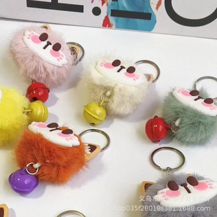 Popular Small Gifts Bell Lucky Cat Pendant Cute Panda Plush Keychain Decoration Wholesale Fresh Cartoon