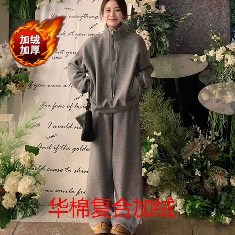 Повседневный шикарный комплект женских толстовок в американском стиле, ранняя осень 2025 года, спортивный комплект из двух предметов Dongdaemun.
