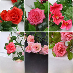 Wholesale artificial rose vine tapestry indoor water pipe winding living room decoration fake flower ceiling plastic flower