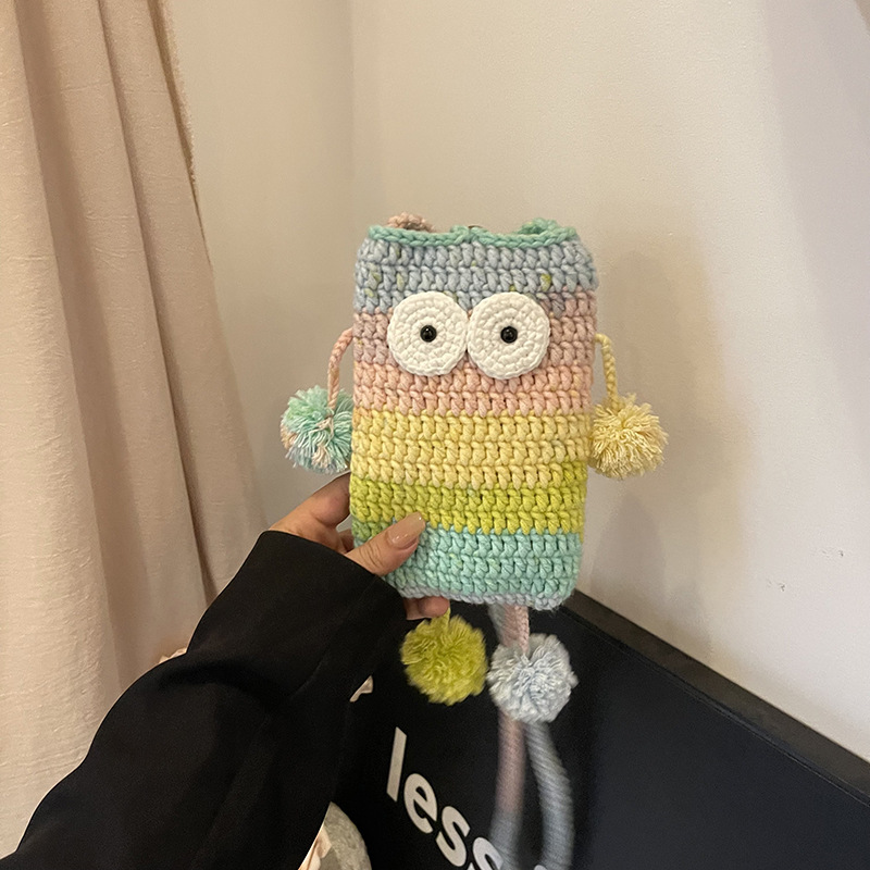 Tiktok Trendy Handmade Parent-Child Crochet Monster Bag Crossbody Bag Small Monster Crochet Bag Phone Bag