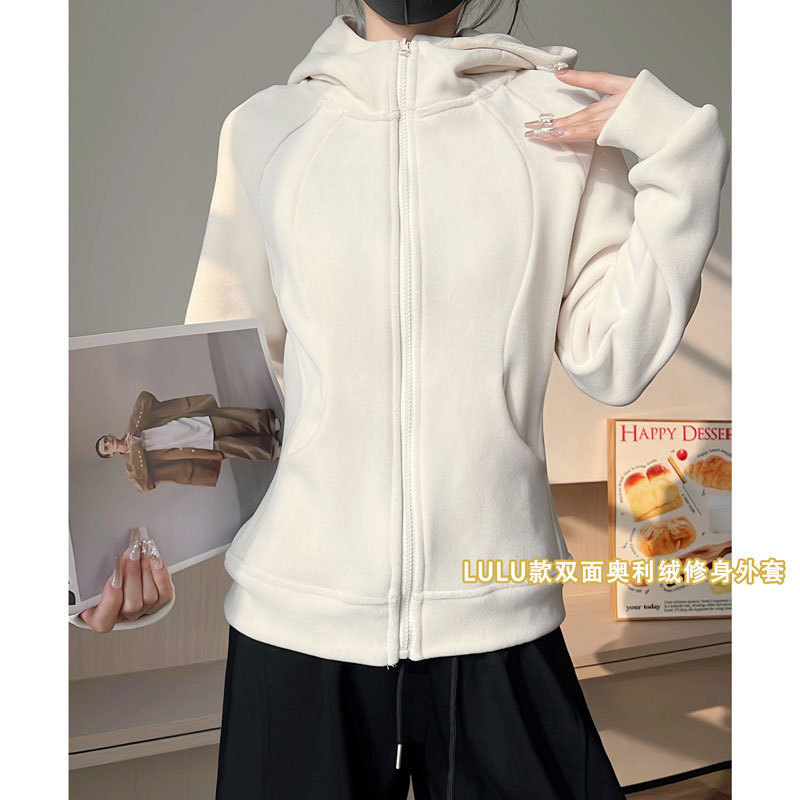 Authentic Slim Hooded Sweatshirt Jacket 2025 New Autumn and Winter Thickeneded Warm Austrian Velvet Slim Short Top Authentic Slim Hooded Sweatshirt Jacket 2025 New Autumn and Winter Thickeneded Warm Austrian Velvet Slim Short Top