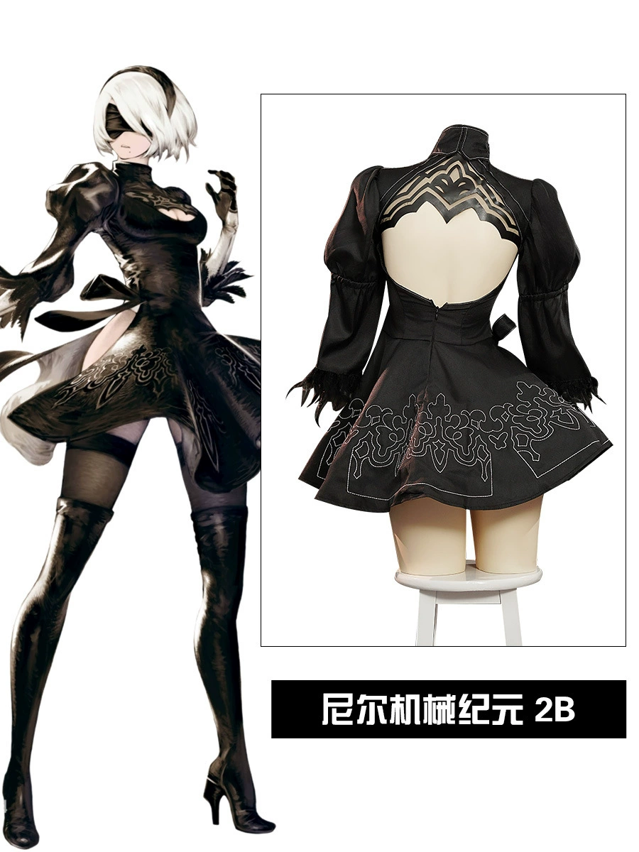 Костюм косплей (Neil) 2B из NieR:Automata, женское чёрное платье, разные размеры