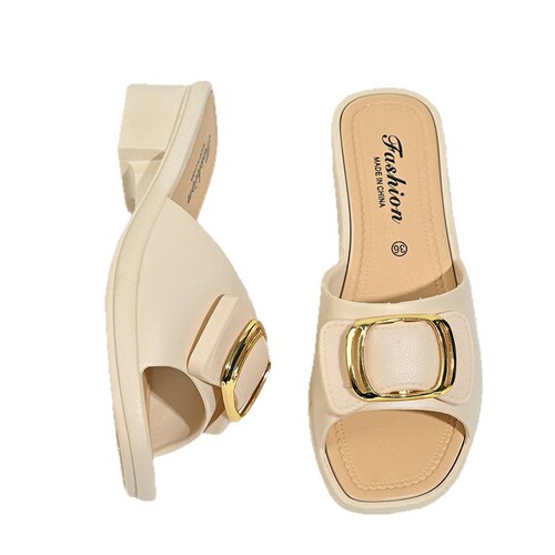 Women's versatile fashionable summer outerwear anti-slip Korean style wear-resistant thick sole one-piece slippers