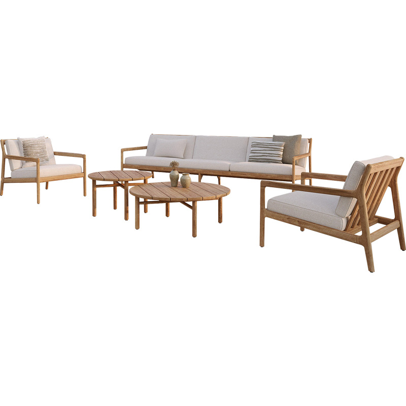 Sofá de teca para exteriores, muebles resistentes a la lluvia para jardín, patio, balcón, terraza de villa, conjunto de sofás de madera maciza para ocio.