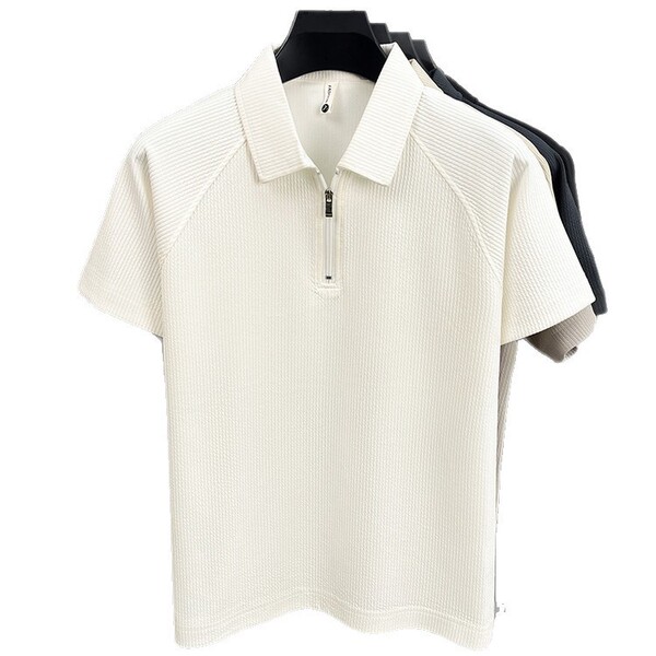 Solid color colored summer polo with zipper