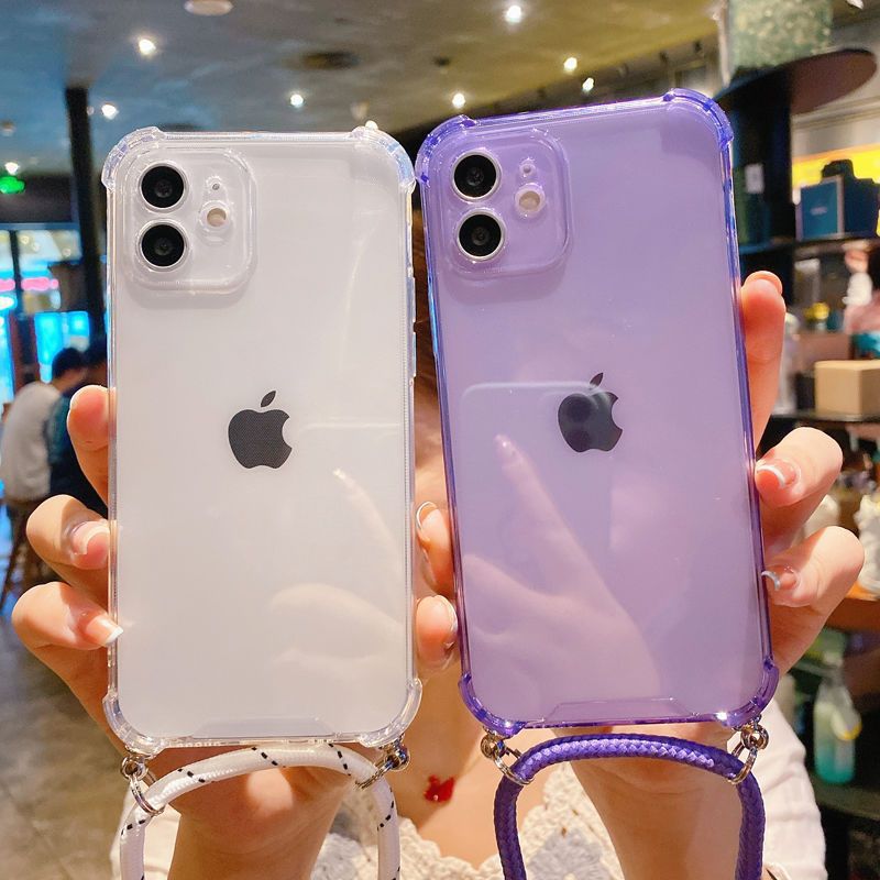 Funda para teléfono Apple 16 con cordón transparente, compatible con iPhone 17 Pro Max, cobertura total, cordón diagonal en forma de X, 8 Plus, femenino, 15