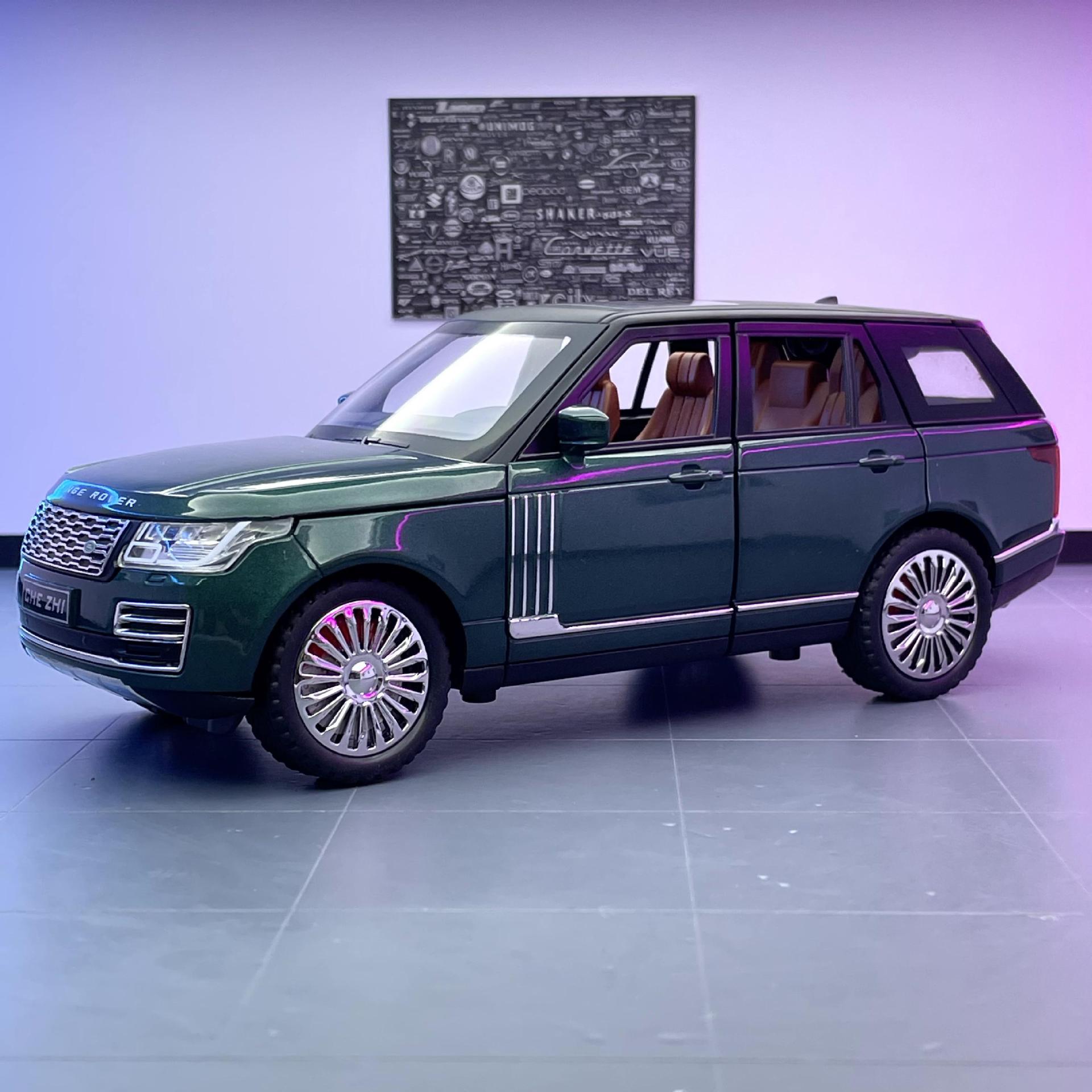 Modelo de coche de aleación de coche 1:24 Range Rover con sonido y luz Tire hacia atrás juguete todoterreno vehículo música modelo decoración colección