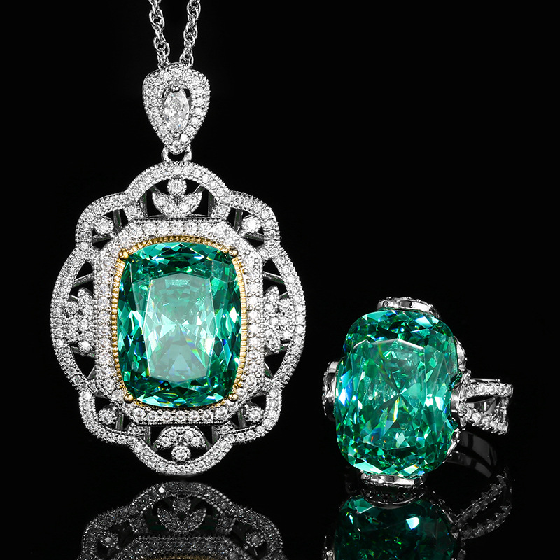 2025 nuevo estilo Zhuang Shengsheng joyería simulación nido de pájaro corte de pala verde ligero lujo cuadrado cuadrado traje piedra principal 15*20 al por mayor