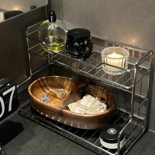 Ll Washbasin Storage Stainless Steel Storage Rack Bathroom Sink Skin Care Cosmetics Drain Organizer Box Normcore Style