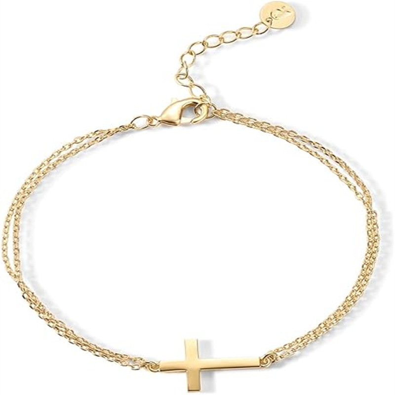 Amazon Cross Pendant Double Layer Bracelet Personalized Bead Chain Love Faceted Black Cross Chain Bracelet Jewelry