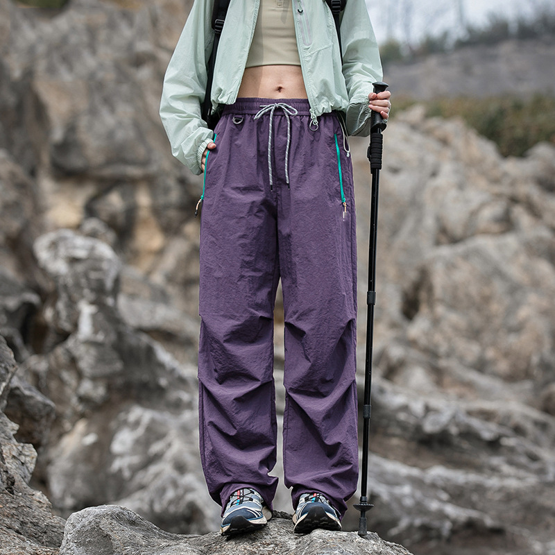 深灰速干冲锋裤女2025新款夏季薄款小个子户外登山徒步伞兵工装裤|undefined