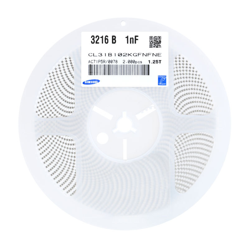 原装 1206贴片电容 500V 1NF ±10% X7R CL31B102KGFNNNE 10只