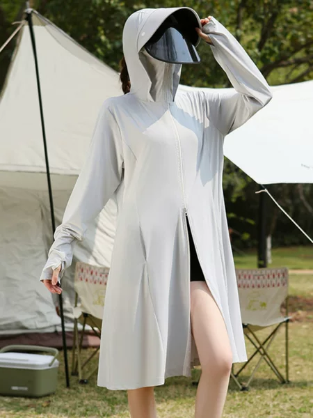 Ice Silk Sun Protection Clothing for Women, Mid-Length, Summer 2026 New Model, Uv Protection, Outdoor Lightweight Full-Body Sun Protection Jacket