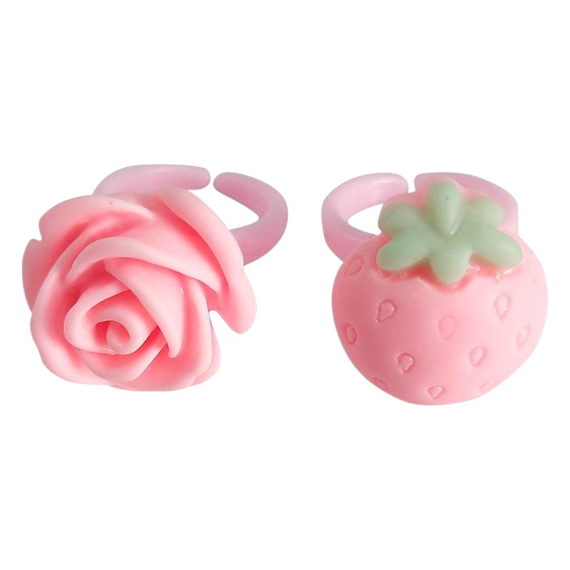 Wholesale New Korean Style Flower Children's Ring Female Cute Resin Cartoon Transparent Plastic Frosted Candy