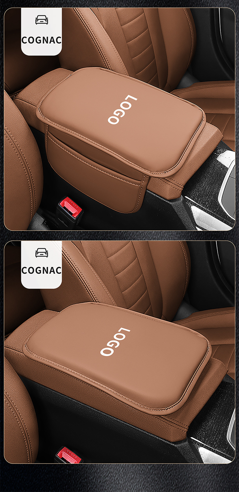 Car Armrest Box Pad Leather Elbow Support
