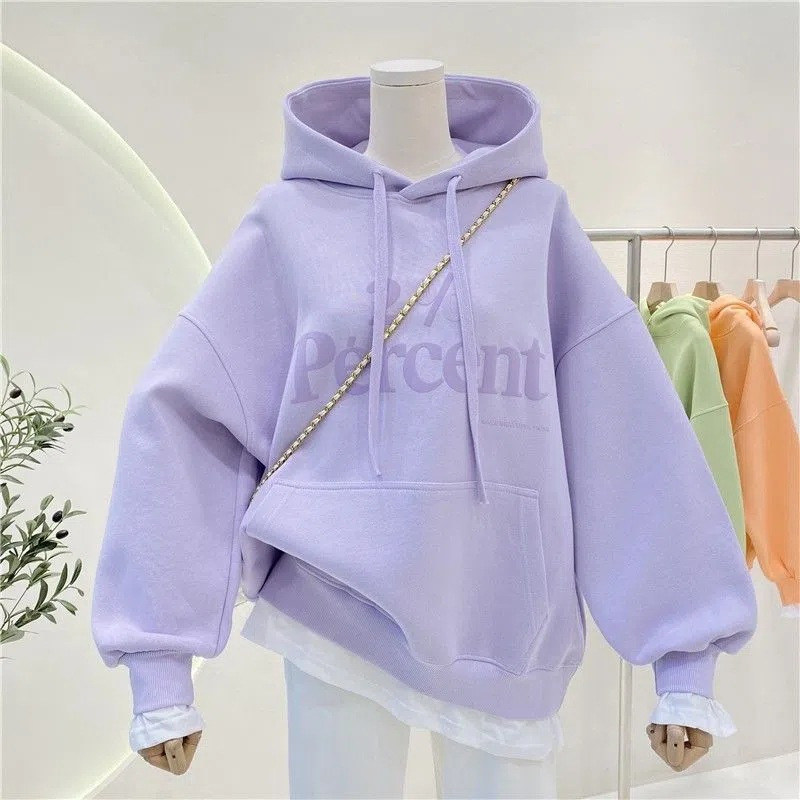 Girls' Sweatshirt Autumn/Winter 2023 New Children's Fleece Hooded Outerwear for Big Kids, Loose Fit Spring Top
