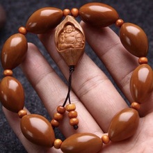 文玩橄榄核雕手串男女款纯手工素串原料配饰素珠老油核大籽念明微