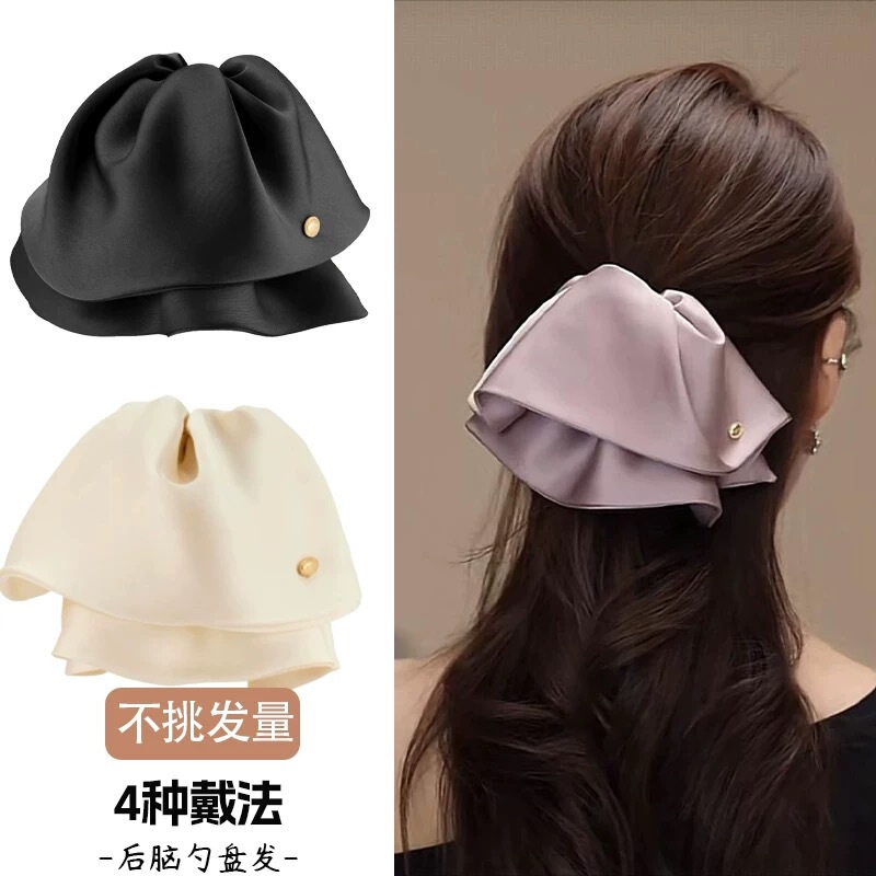 韓国スカートサテンポニーテールクリップ女性用 2025 新しいシンプルで多用途な後頭部ヘアクリップ半分結ばれたヘアサメクリップ|undefined