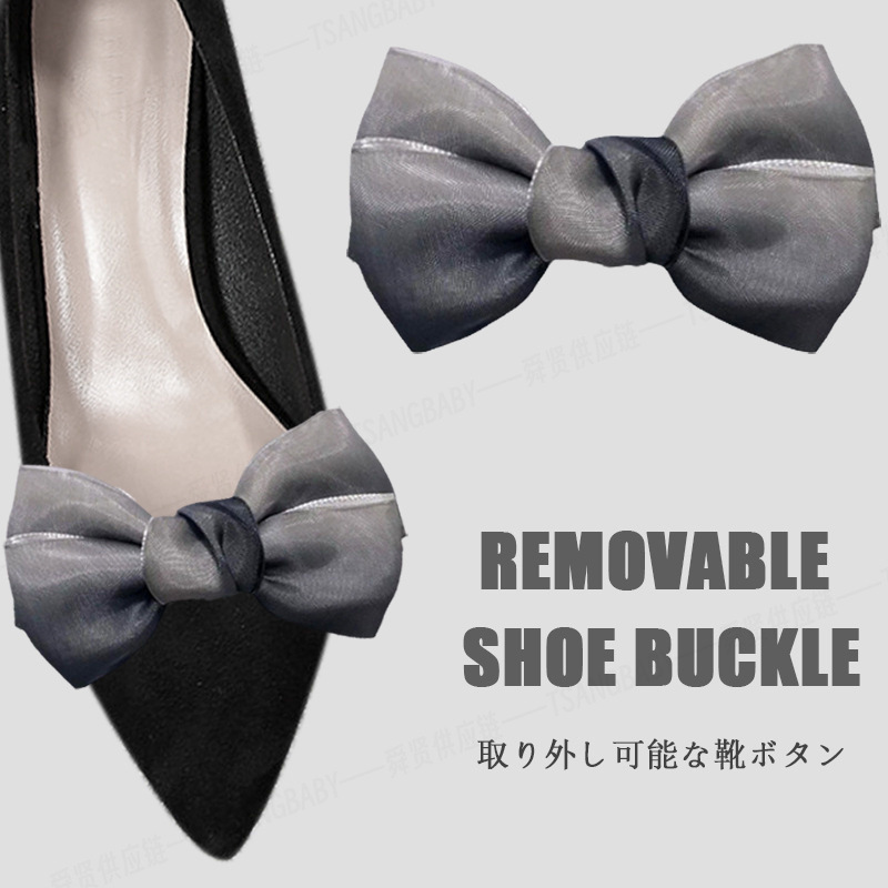 Extraíble zapato hebilla hecha a mano brillante hilo de seda con franela arco zapatos flor tacones altos zapatos accesorios zapatos Decoración