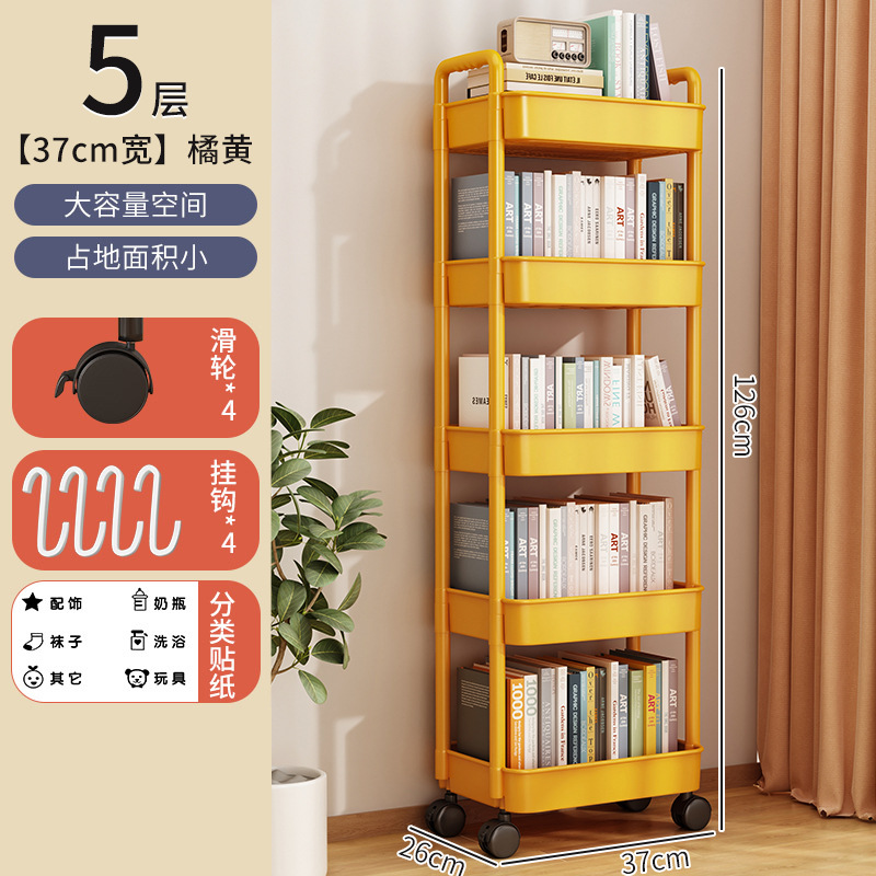 Estante estantería carro piso portátil hogar simple multi-capa snack estante de almacenamiento con ruedas