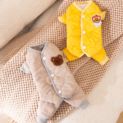 Autumn/Winter Small Dog Minimalist Ins Style Quilted Four-Legged Cotton Coat Cat Warm Clothing Small Dog Pet Apparel