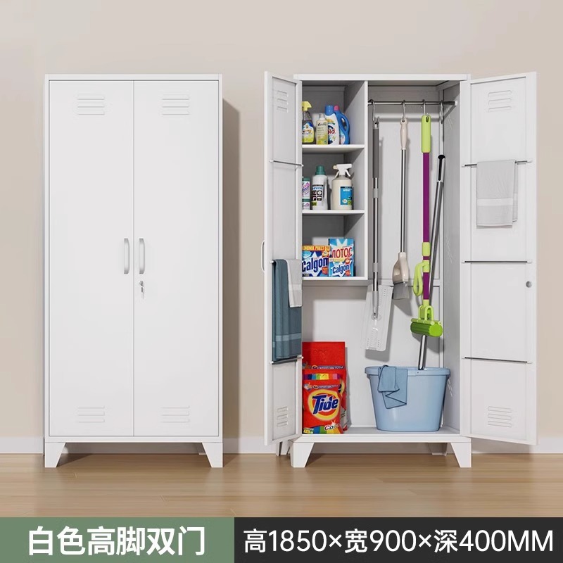 Gabinete de limpieza de acero inoxidable hogar fregona escoba aspiradora artículos diversos gabinete de limpieza herramientas de almacenamiento armario de limpieza