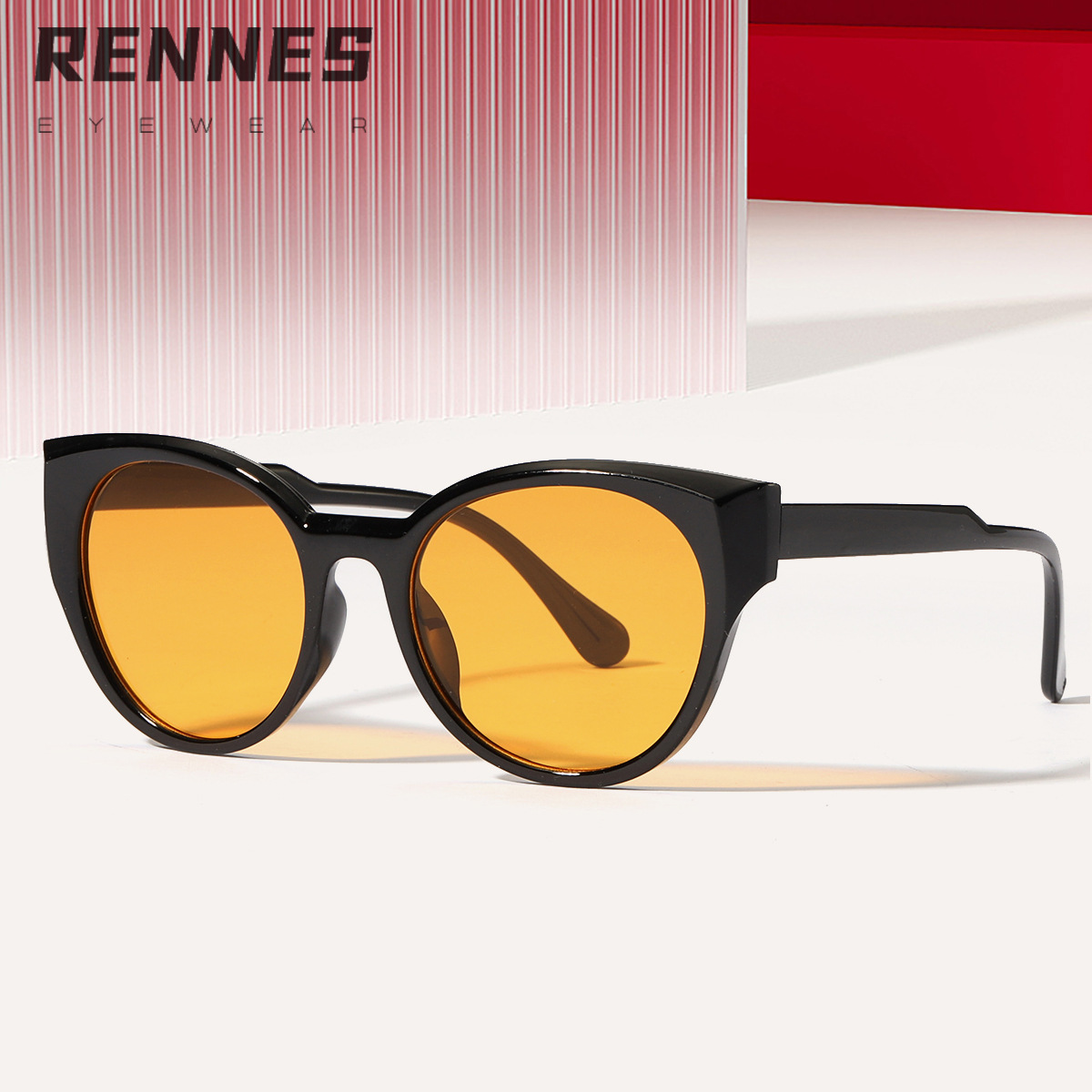 2024 nuevo europeo y americano gran marco redondo ojo de gato moda todo-fósforo gafas de sol moda personalizada gafas de sol