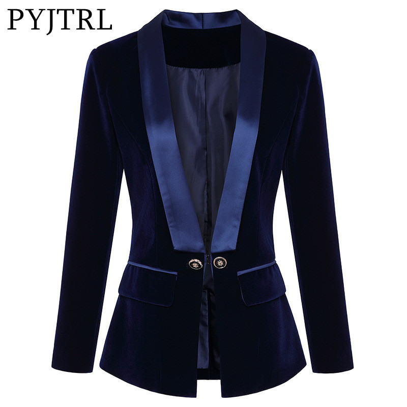 Jacket for Women European and American Catwalk Elegant Pure Color Suit Jacket Foreign Trade Slim Fit Gold Velvet Suit for Women