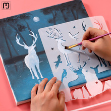 思益画画模具镂空绘画模板人物动物剪影小学生丙烯画工具模版