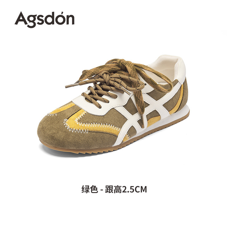 奥古狮登黄色德训鞋女2025新款夏季休闲复古芭蕾薄底阿甘运动鞋子|undefined