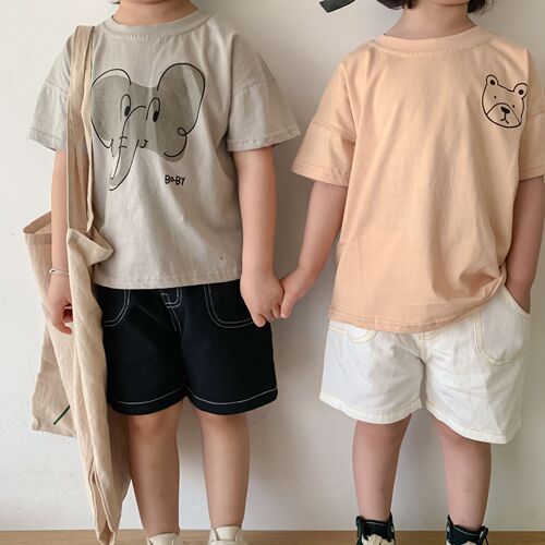 Children's short-sleeved T-shirt boys pure cotton summer Korean cartoon print little girl  new baby T-shirt