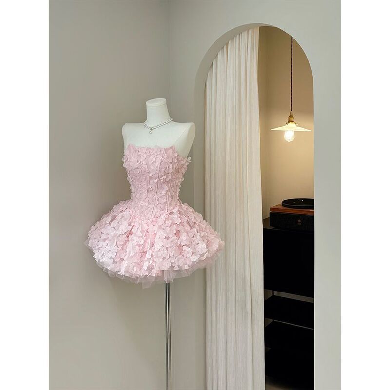 Beautiful Photoshoot~ Birthday Dress with a Pure and Sweet Girly Style, Strapless Puffy Skirt, Leggings Set, Princess Dress