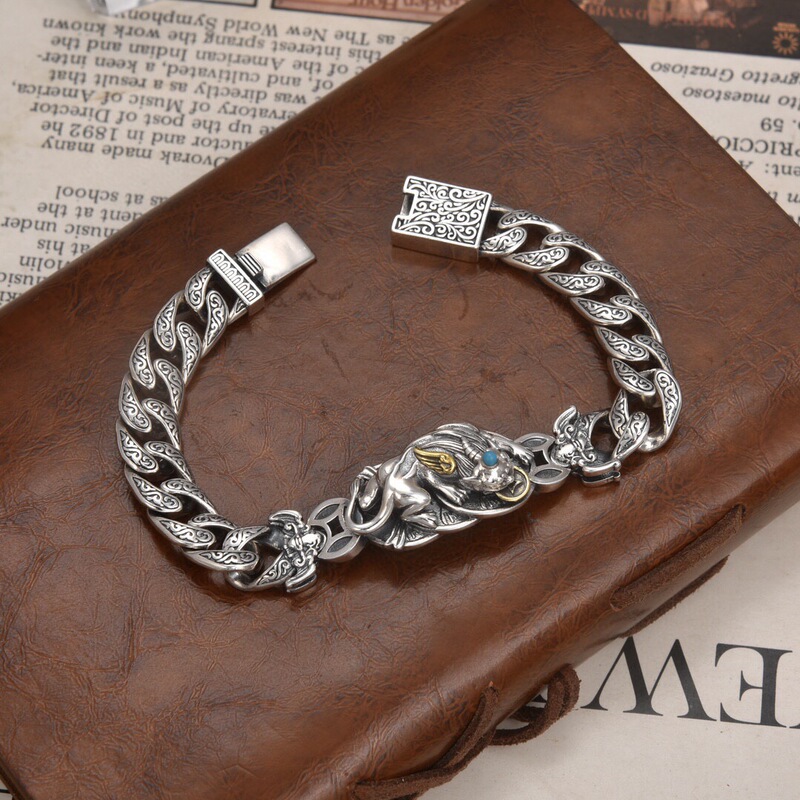 Smoky Rain Men's Brave Bracelet Chain Width 10 Small Joker Solid Bracelet Bracelet National Style Domineering Factory Outlet Smoky Rain Men's Brave Bracelet Chain Width 10 Small Joker Solid Bracelet Bracelet National Style Domineering Factory Outlet