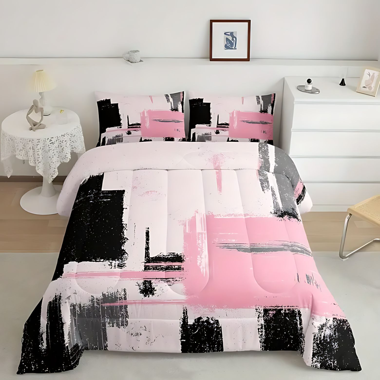 TEMU / JIT arte abstracto moderno impresión digital de alta definición 180gms colcha colcha ajuste suministro directo del fabricante