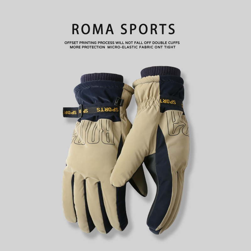 Guantes de esquí al por mayor para hombres a prueba de frío y anticongelante de invierno más engrosamiento de terciopelo para jugar con guantes de ciclismo en la nieve Pantalla táctil de esquí para mujeres