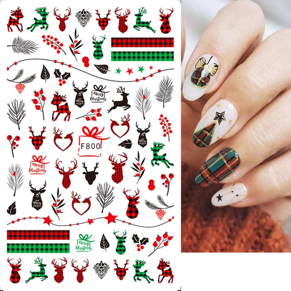 1 Piece Quantity Sticker Material Christmas Festival Christmas Fashion Gingerbread Snowflake Elk Sticker Nail Decoration Accessories 1 Piece