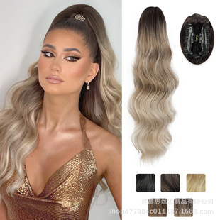 Cross-Border Wig Ponytail Water Ripple Grabber Long Curly Hair Corn Silk Ponytail Claw Clip Ponytail