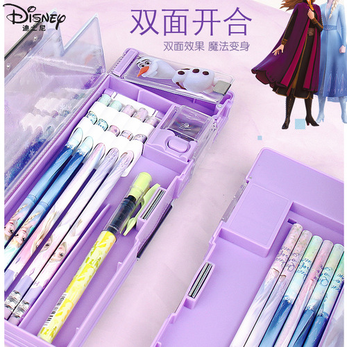 Disney stationery box Frozen Elsa Princess elementary school girl multi-functional children's quicksand cartoon pencil box