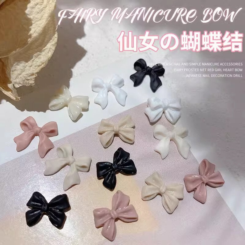 Internet Celebrity Manicure Bow Jewelry Elegant Frosted Texture Decoration Mixed Stereo Fairy Style Nail Accessories Finished Product