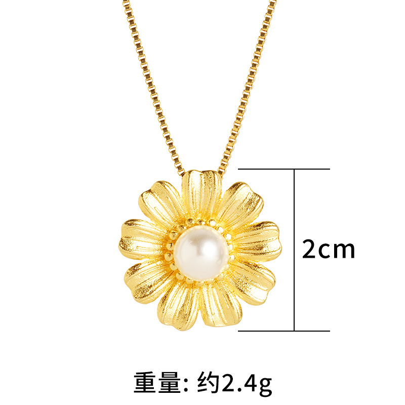 Luz de lujo estilo Plaid flor colgante Vietnam arena oro imitación perla colgante de aleación de cobre exquisita joyería regalo de boda al por mayor