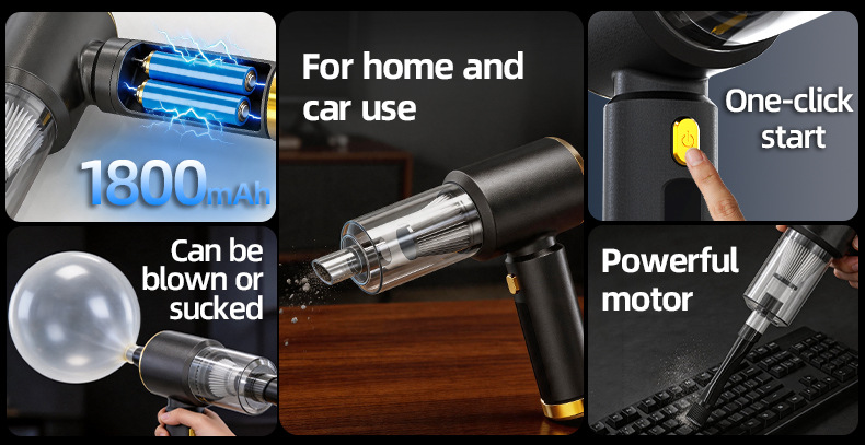 Powerful High-Power Car Vacuum Cleaner, Wireless Handheld Car Accessories, Portable Small Household Desktop Dust Cleaner