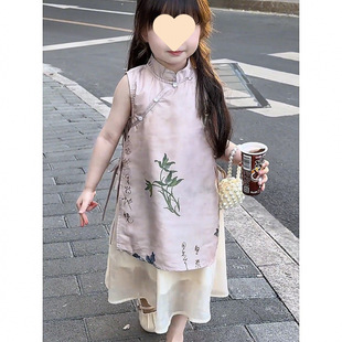 Children's Clothing Chinese Style Dress Girls New Chinese Style Cheongsam 2025 New Baby Girl Han Dynasty Pink Retro Vest Dress