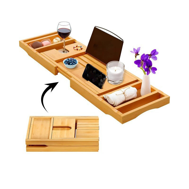 In-Stock Dropshipping Item: Foldable Bathtub Rack, Bathroom Wine Rack, Bathtub Storage Rack, Telescopic Non-Slip Tray