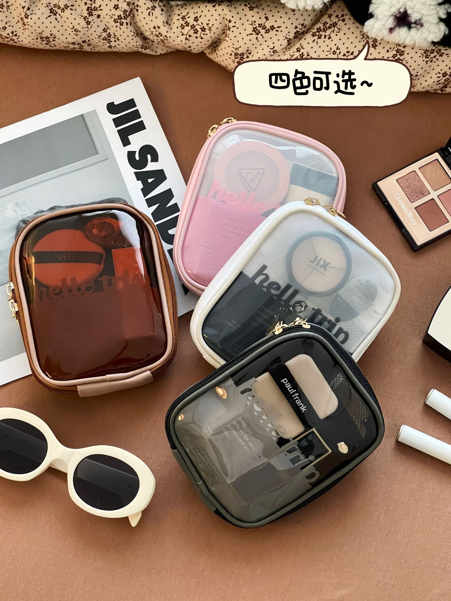 Maquillaje portátil pequeña bolsa de cosméticos mujer portátil 2025 nueva partición bolsa de almacenamiento de cosméticos bolsa de lavado de viaje de negocios