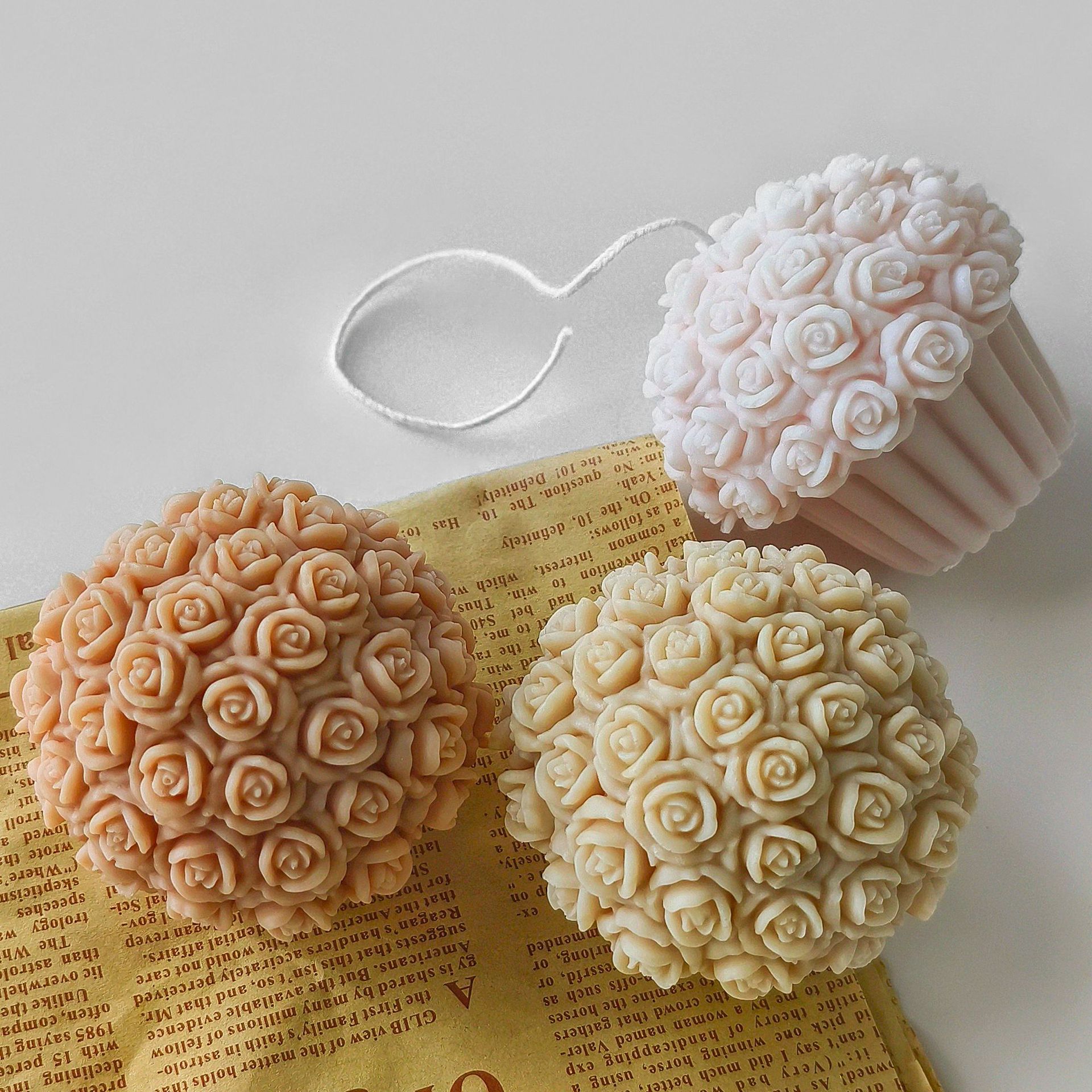 Nueva cesta de la flor forma pastel molde para hornear DIY aromaterapia vela fragante piedra regalo a mano decoración yeso molino