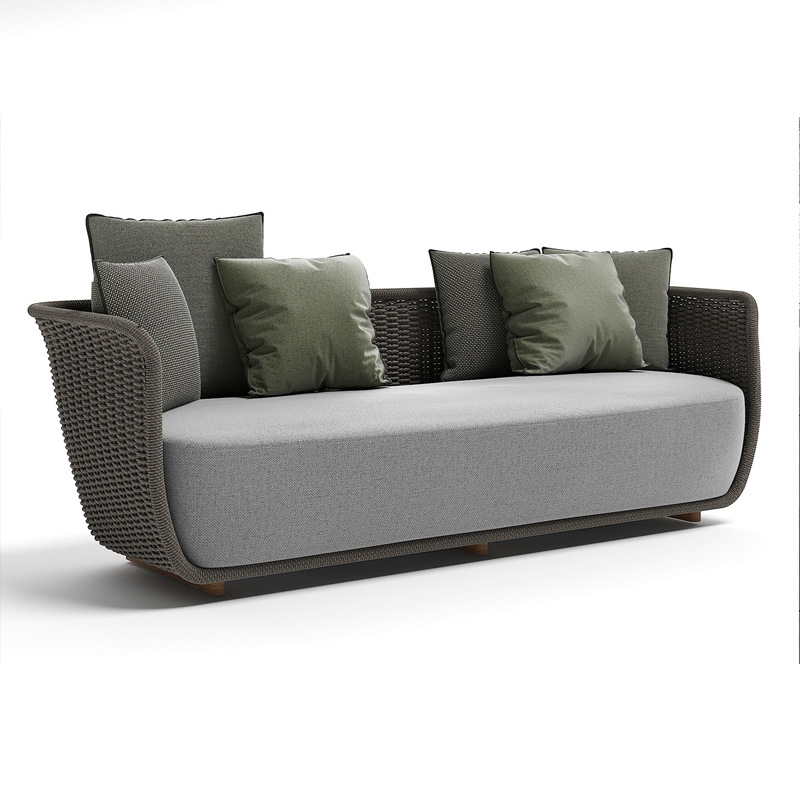 Sofá al aire libre simple nórdico patio jardín de caña trenzado ocio al aire libre mesa de té terraza combinación de muebles de comercio exterior