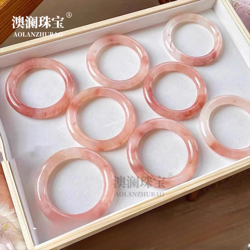 厂家批发跨境热卖小红书热卖AAA级桃花酿一档玉镯金丝玉手镯保真|undefined